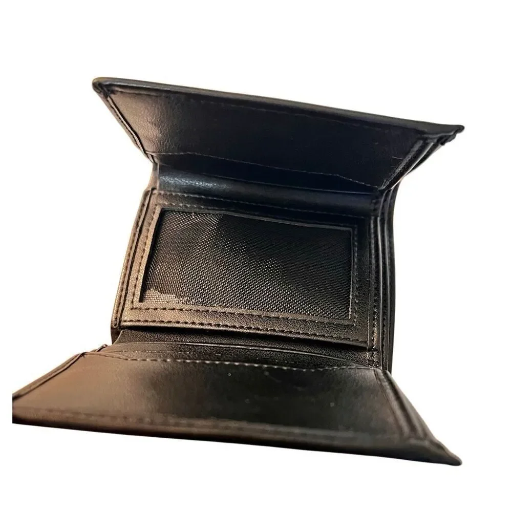 US Marine Corps Logo Genuine RFID Protection Leather TRIFOLD Wallet in Black